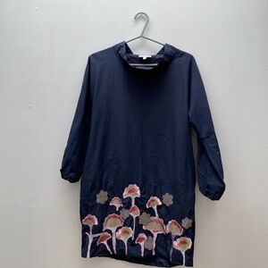 Tsumori Chisato - Navy Bubble Dress with Floral Embroidery